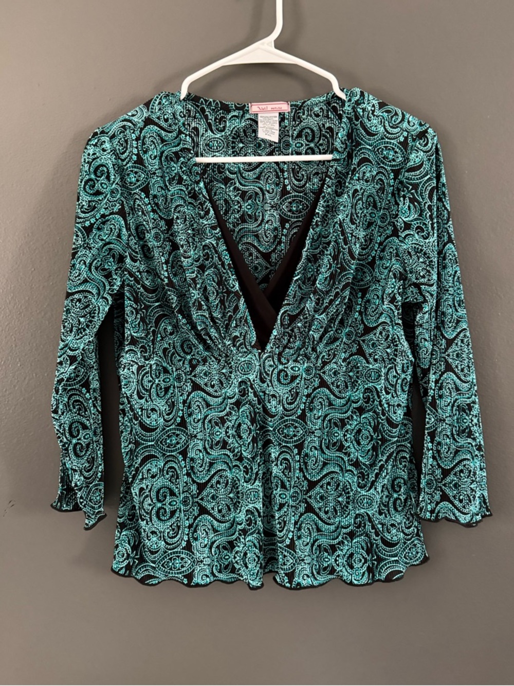 American Vintage Teal Paisley V-Neck Tunic
